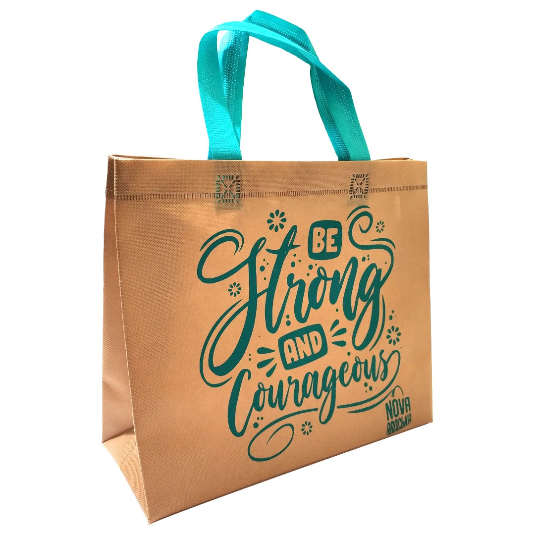 Eco Bag Spunbond Brown Print Be Strong Size 32х27 Cm Type Box 1 Eco